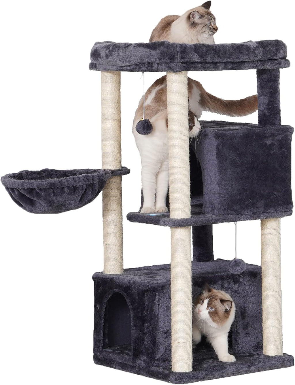 Cat Tree, Multi-Level Cat Condo with Sisal-Covered Scratching Posts, 2 Plush Condos, Big Plush Perches, Pack of 2 J184