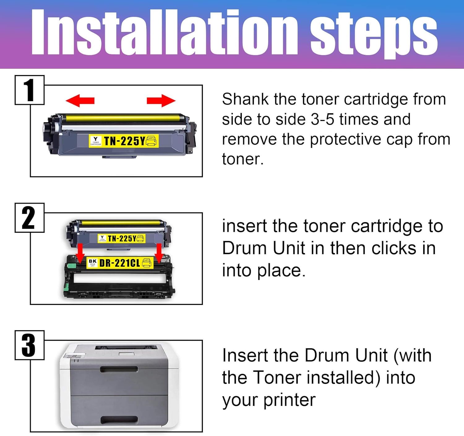 2 Pack Black Toner Cartridge and Drum Unit for Brother Printer G903