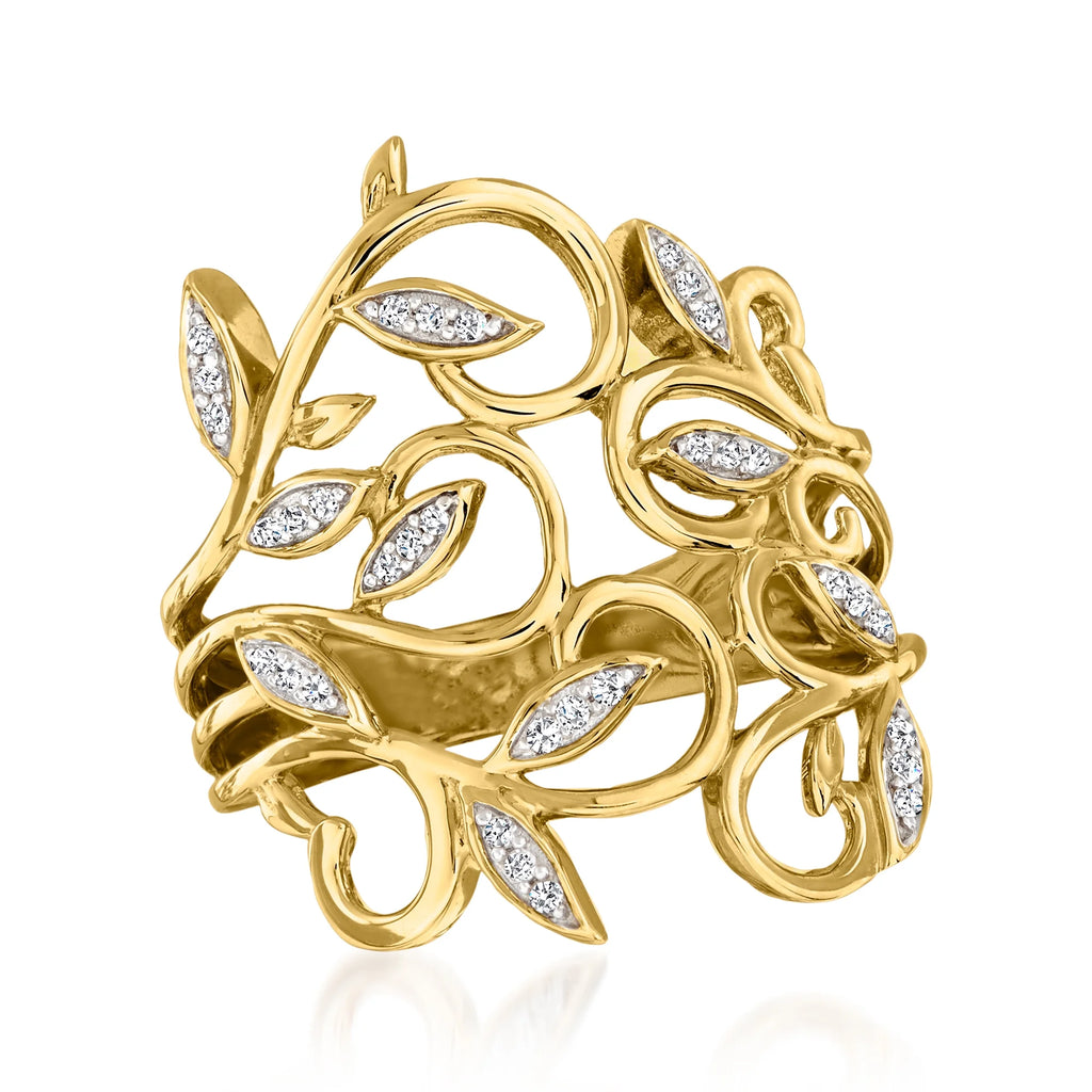 0.10 ct. t.w. Diamond Leaf Ring in 14kt Yellow Gold Z25690