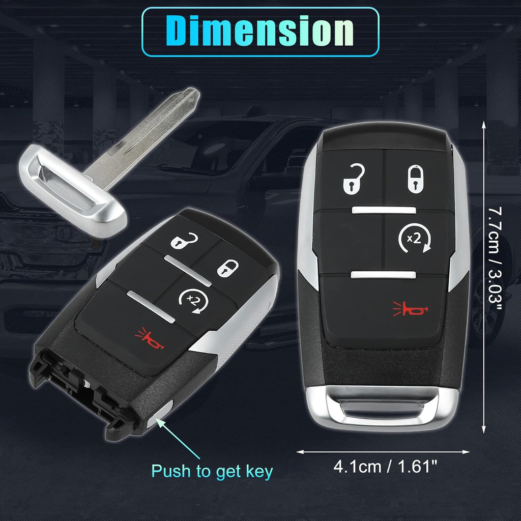Replacement Keyless Entry Remote Car Key Fob 4 Buttons with Door Key A484882