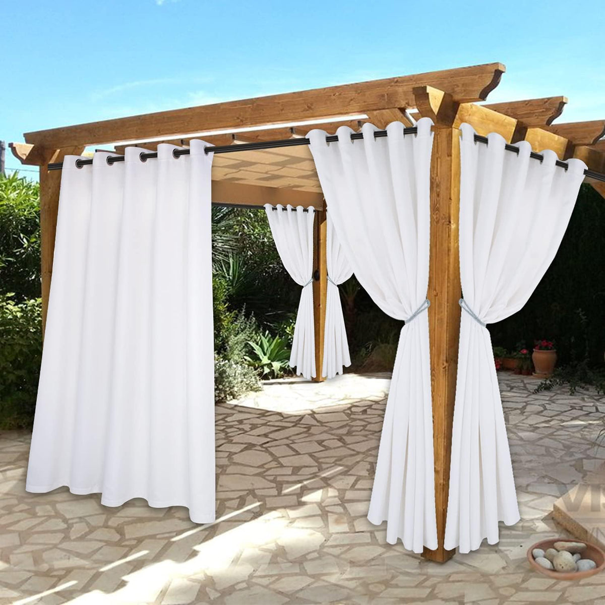 White Waterproof Grommet Blackout Curtains, 2 Panels, 52 x 84 inch S931