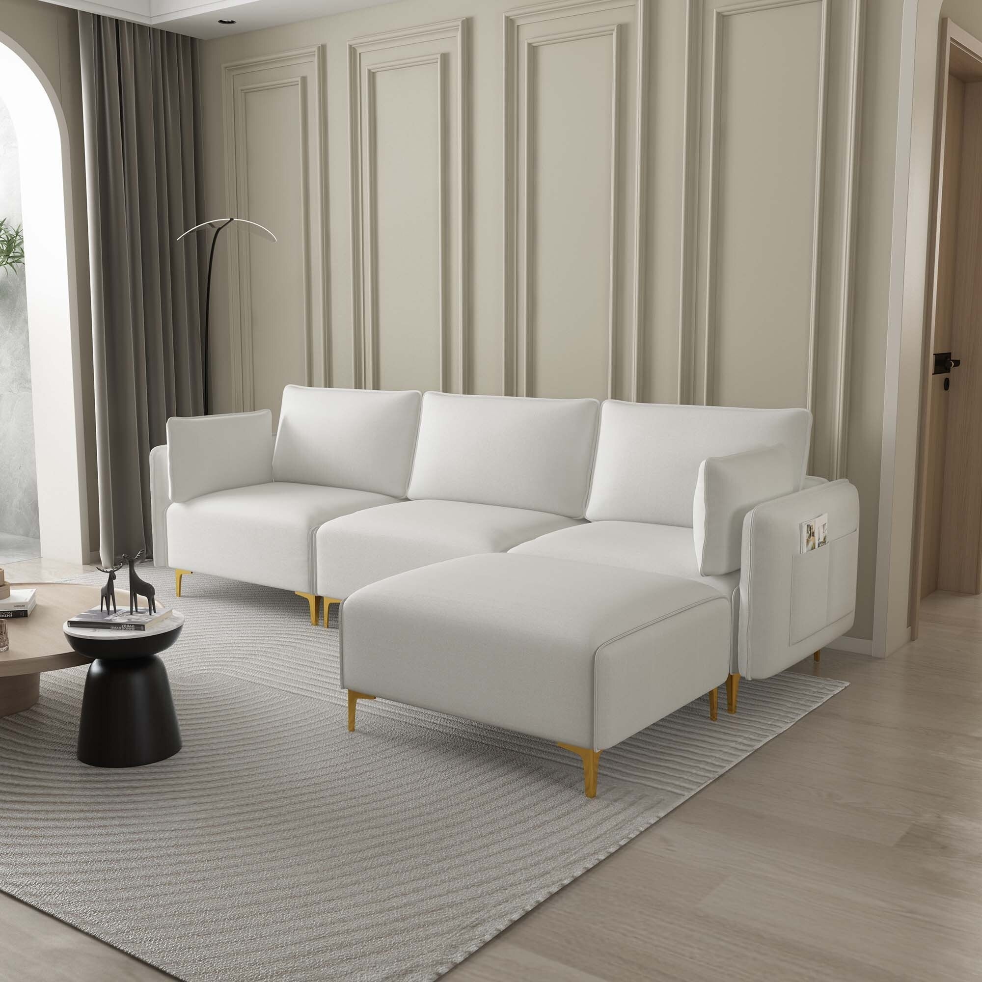 Grey L Shape Sectional Sofa with USB Y483