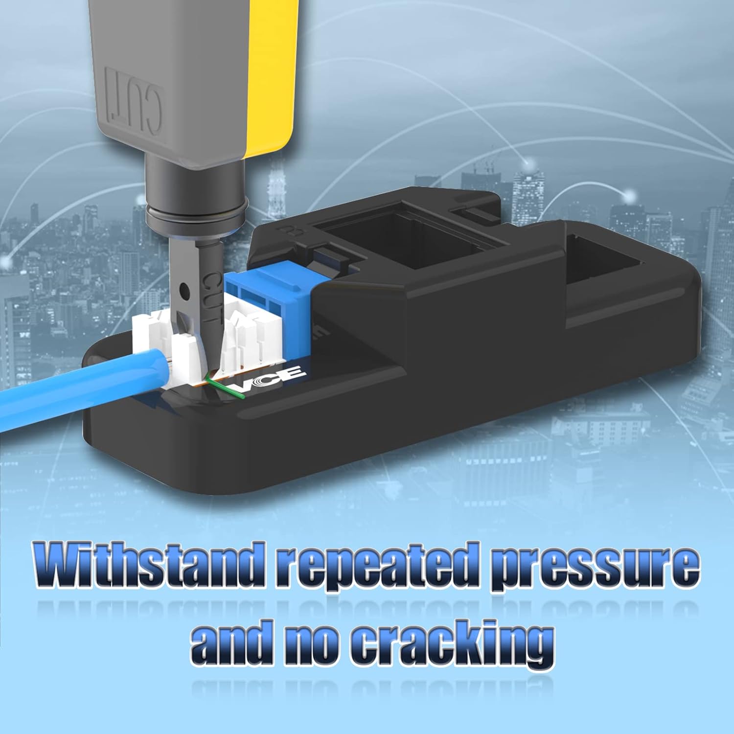 50-Pack RJ45 Cat6 90-Degree Keystone Jack Insert with Punch Down Stand Tool and Wire Stripper Cutter O370180