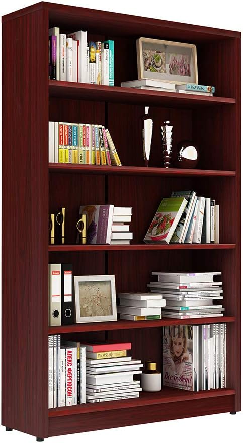 Mahogany 4-Shelf Wood Bookcase M54091