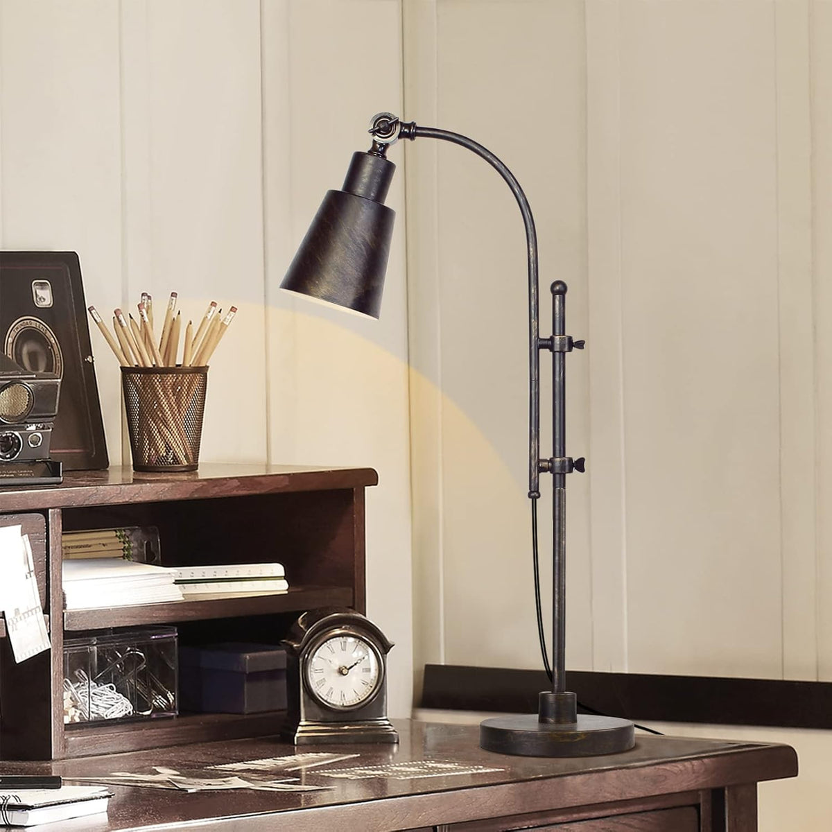 Industrial Desk Lamp Black Adjustable Metal Task Lamp P331825