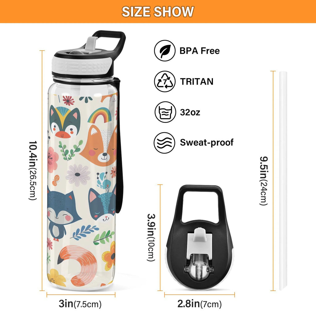 32oz Tritan Sports Water Bottle with Straw C1634