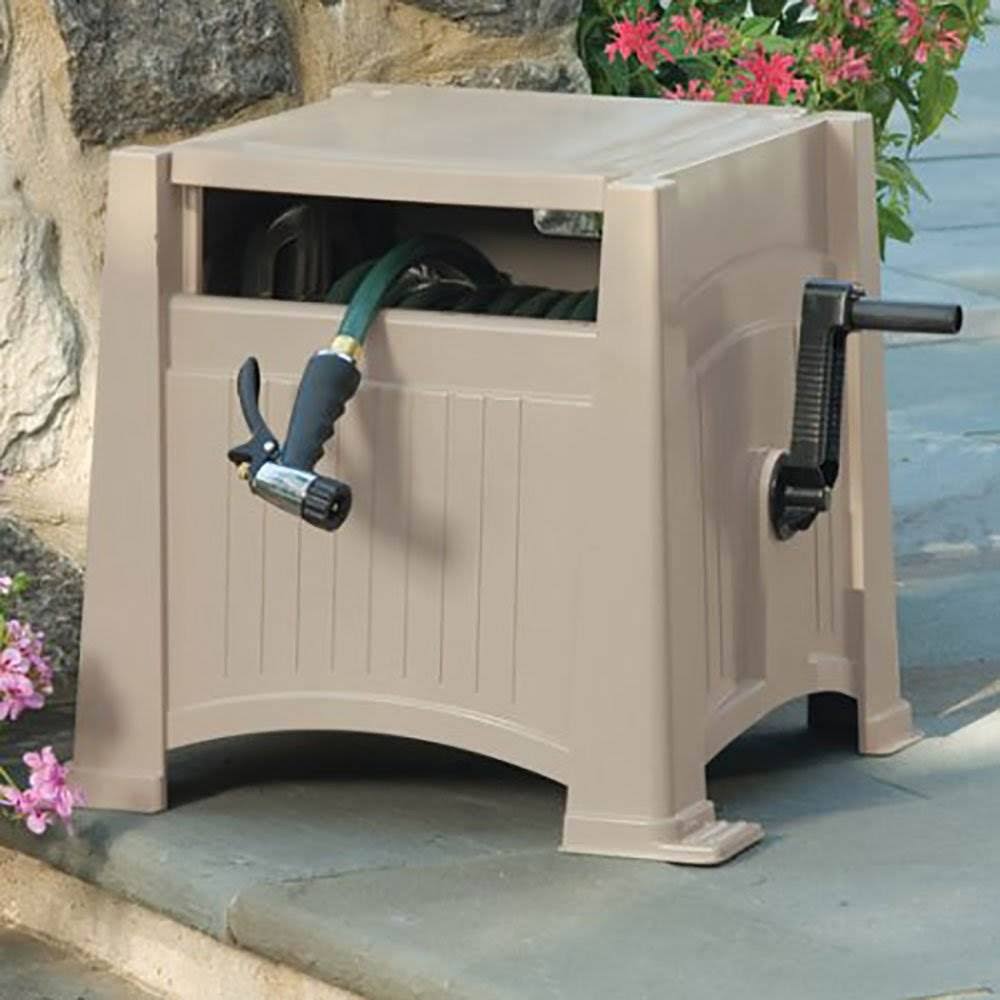 Light Taupe Resin Garden Hose Reel Hideaway (2 Pack) M9192