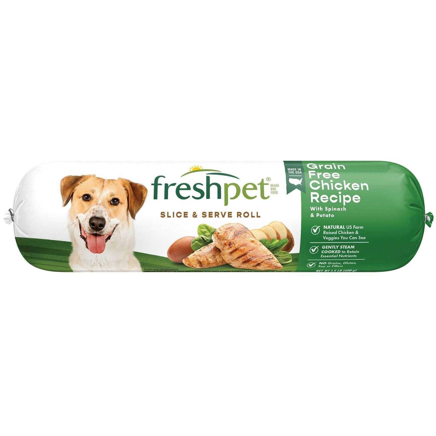 Grain Free Chicken Recipe Slice & Serve Roll Dog Food Q5588
