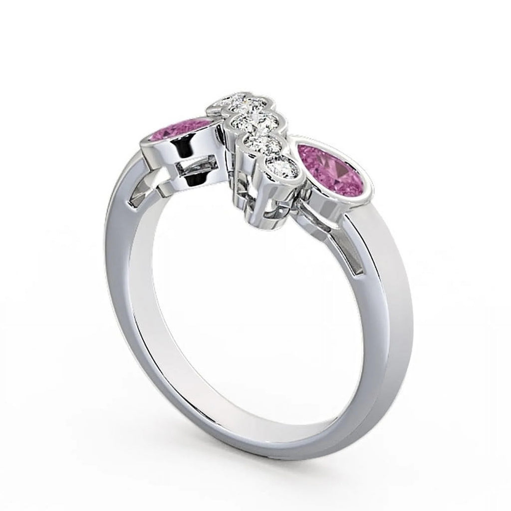 14K White Gold Pear Cut Pink Sapphire Diamond Eternity Band Size 8.5 P469988