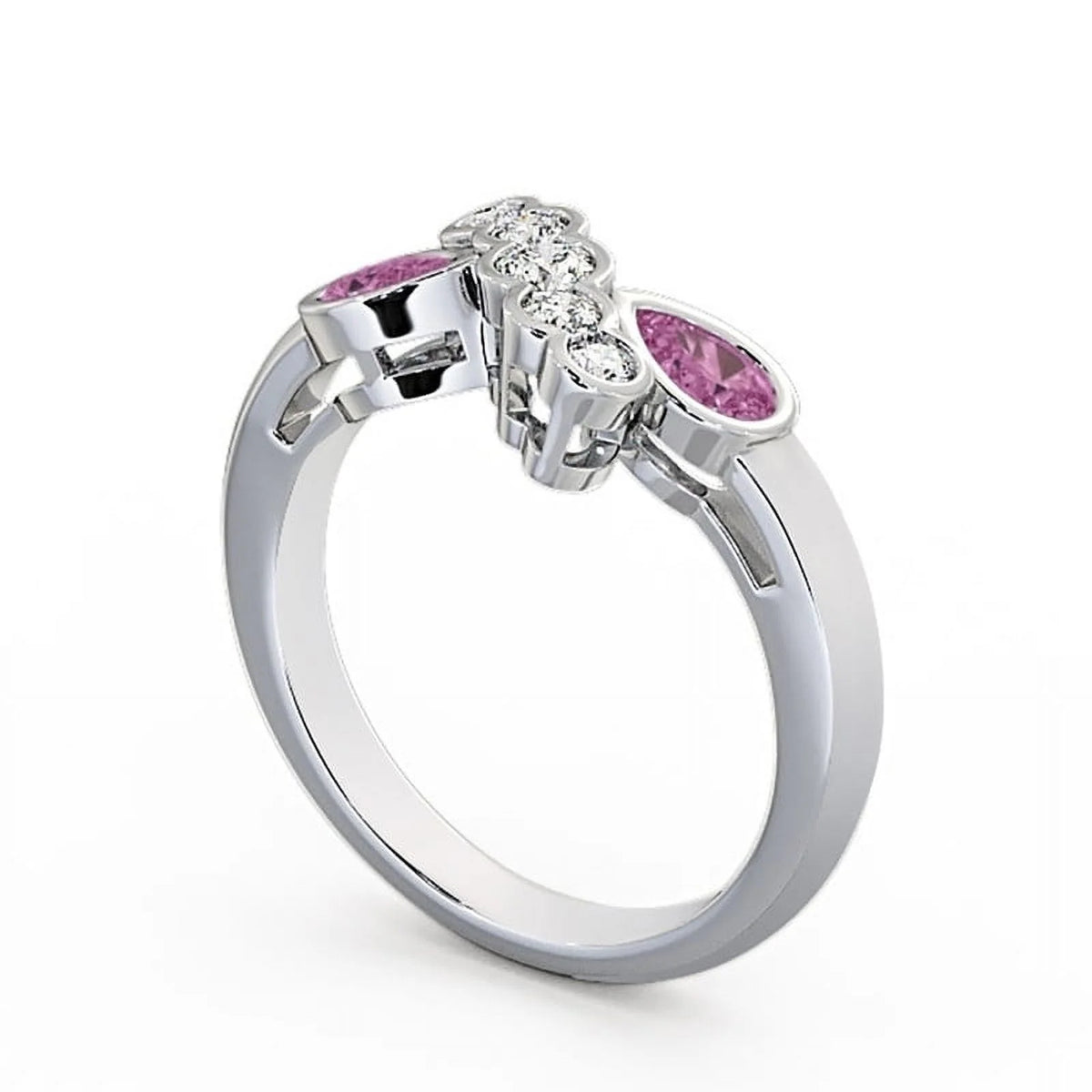 14K White Gold Pear Cut Pink Sapphire Diamond Eternity Band Size 8.5 P469988