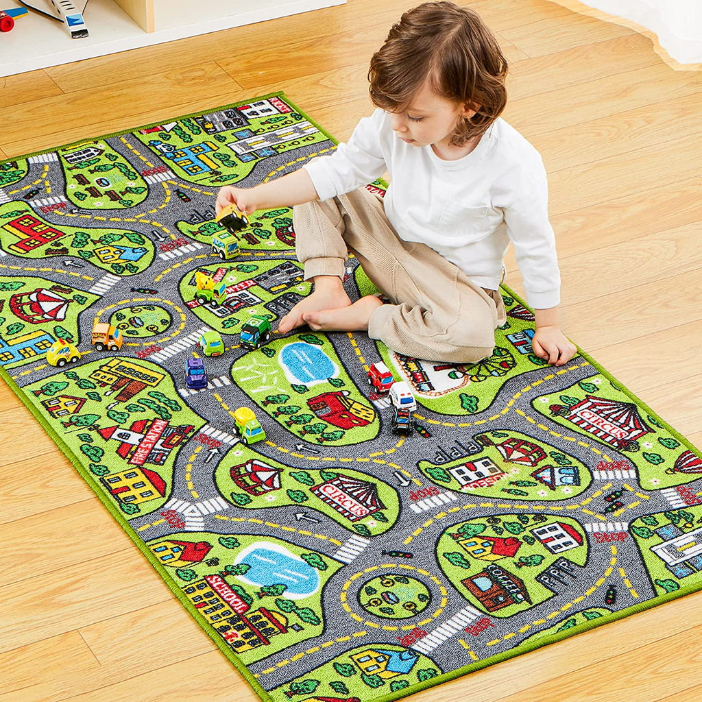 12 Pull-Back Vehicle Kids Carpet Playmat Rug O340588