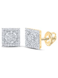 10kt Yellow Gold Mens Baguette Diamond Square Earrings 7/8 Cttw F634194