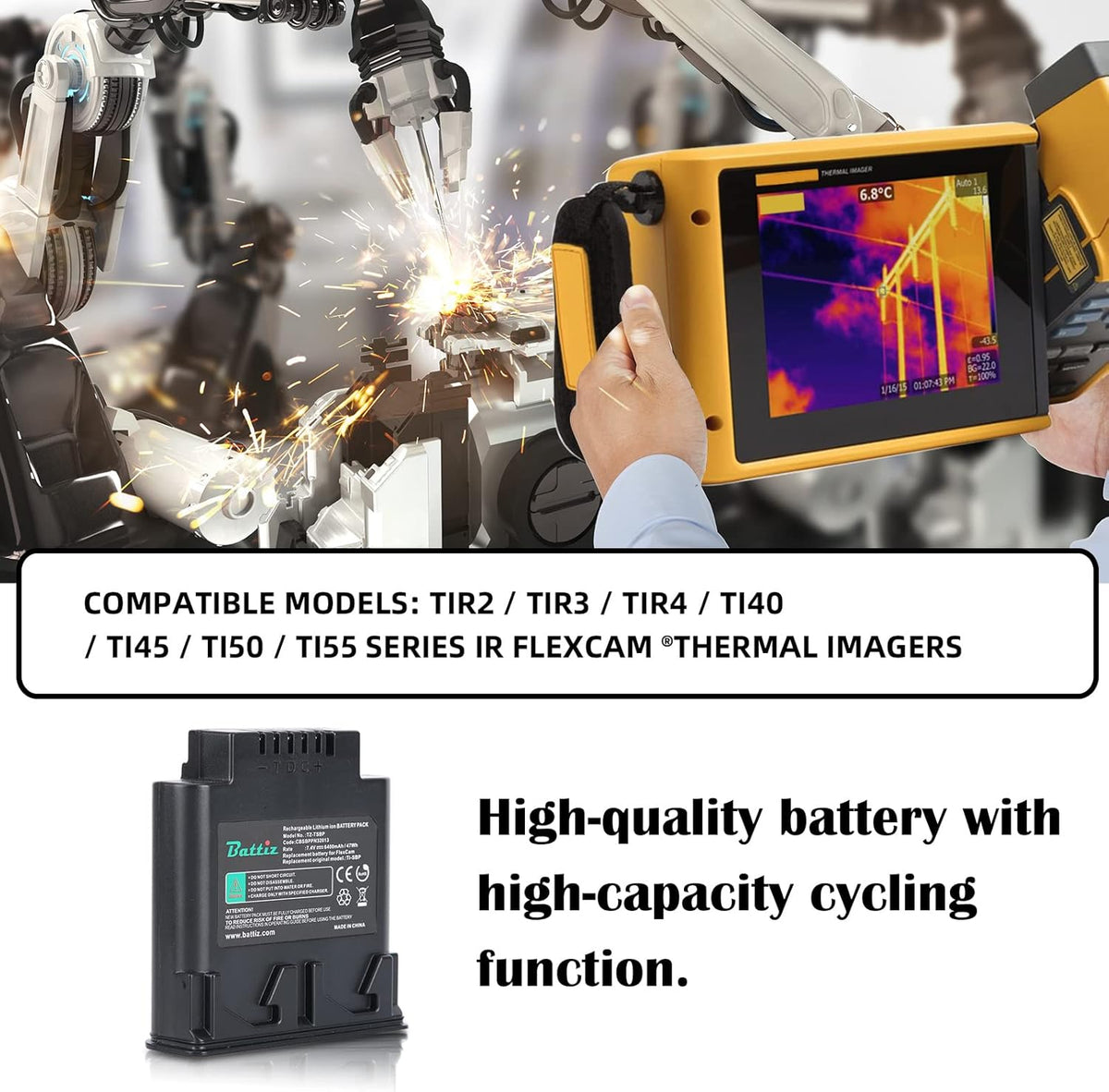 Replacement Rechargeable Lithium-Ion Battery for Thermal Imagers X69390