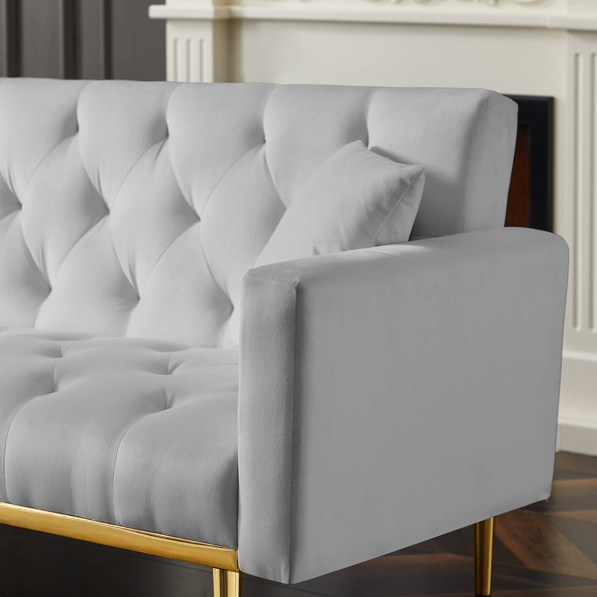 Grey Convertible Folding Futon Sofa Bed R750723