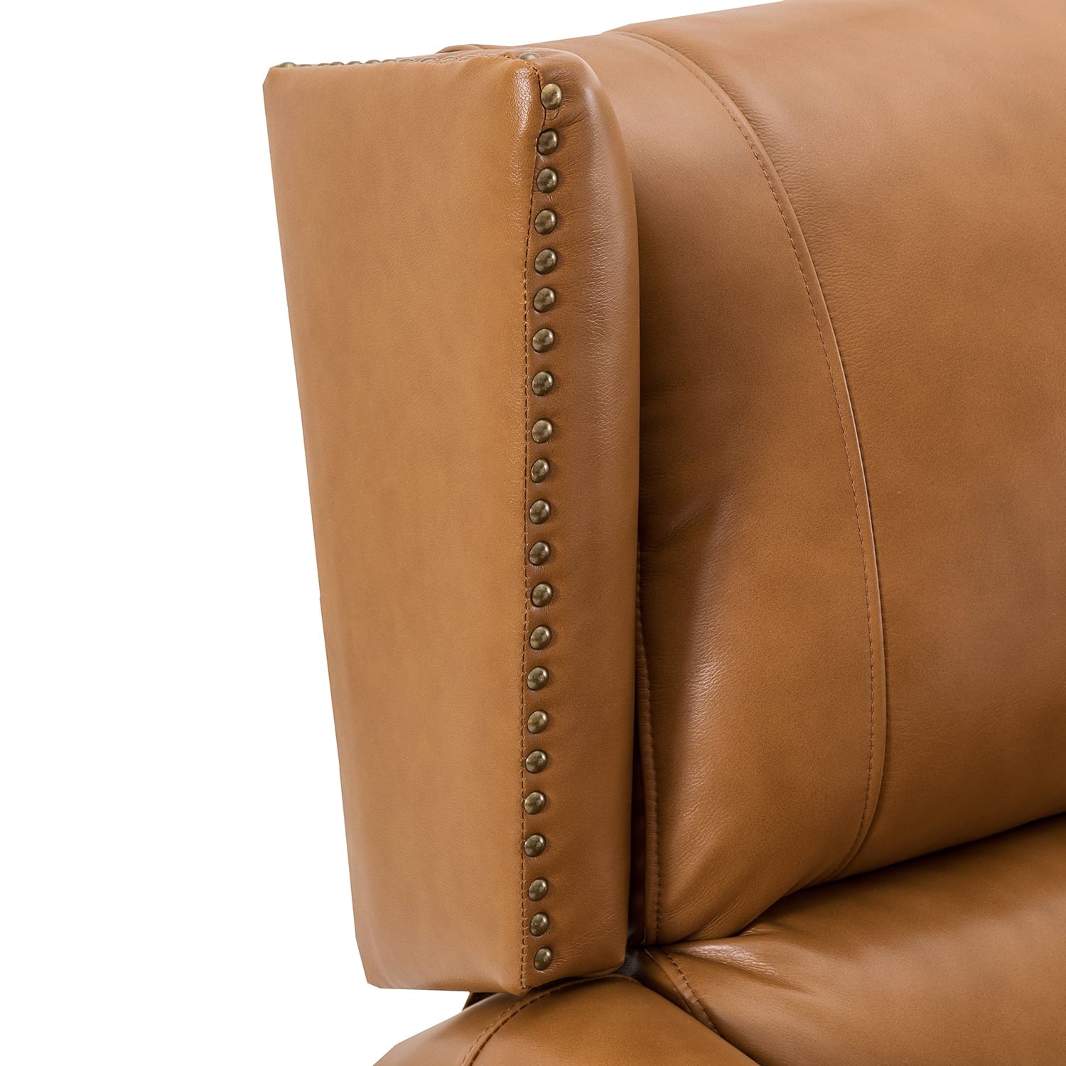 Genuine Leather Recliner with Nailhead Trims and Solid Wood Legs T753344