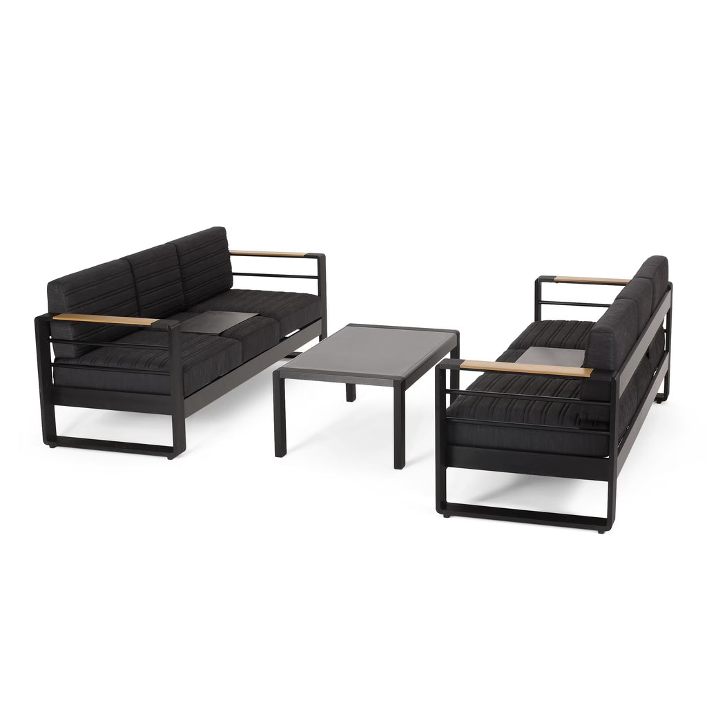 Outdoor Aluminum and Glass 6 Seater Sofa Chat Set with Cushions K5065