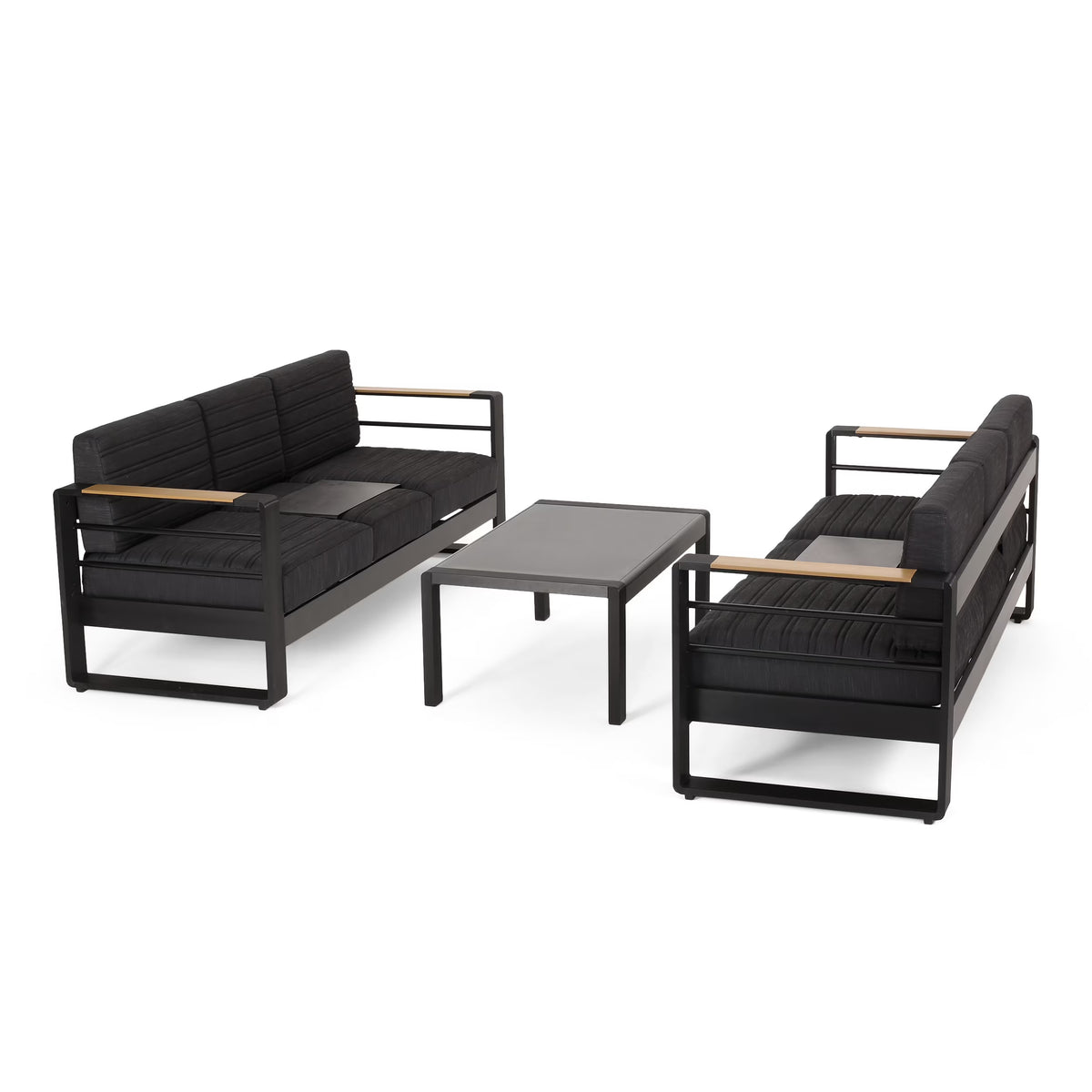 Outdoor Aluminum and Glass 6 Seater Sofa Chat Set with Cushions K5065