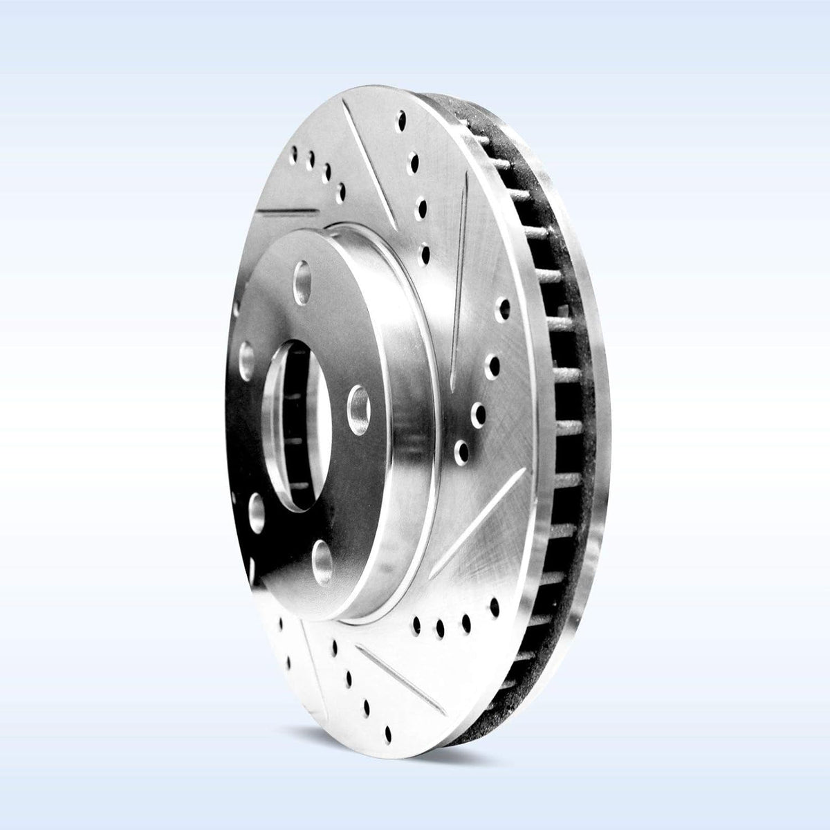 Silver Drilled Slotted Brake Rotors and Semi Metallic Brake Pads U7020