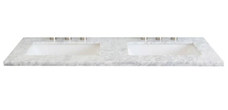 49 inch Carrara Marble Countertop with Double Rectangular Sink H9429