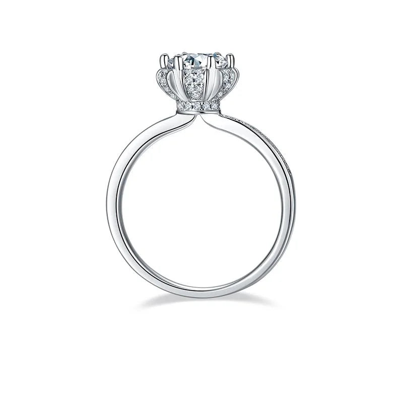 18K White Gold Plating Moissanite Double Halo Bridal Ring Set P44125