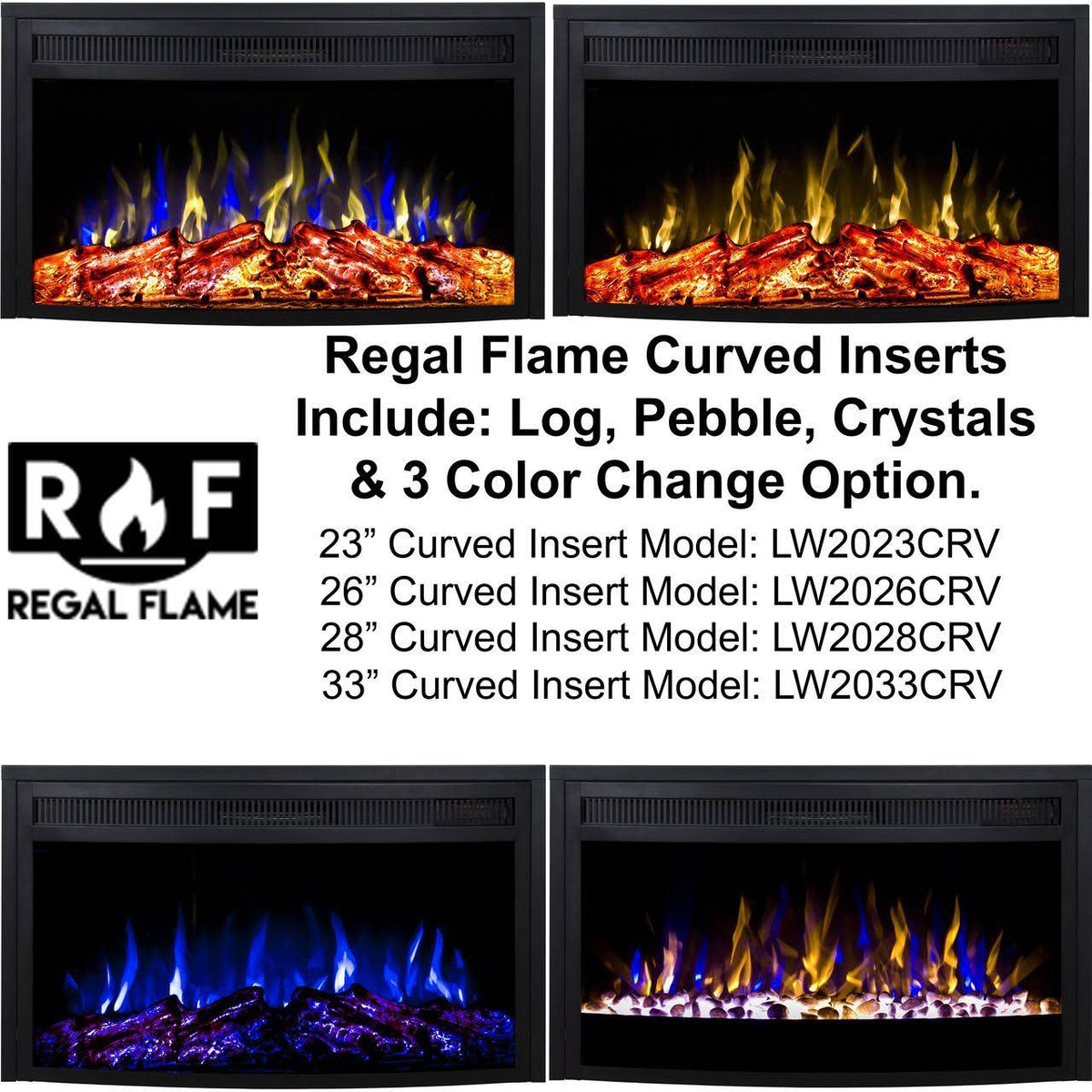 Curved Ventless Electric Fireplace Insert R597