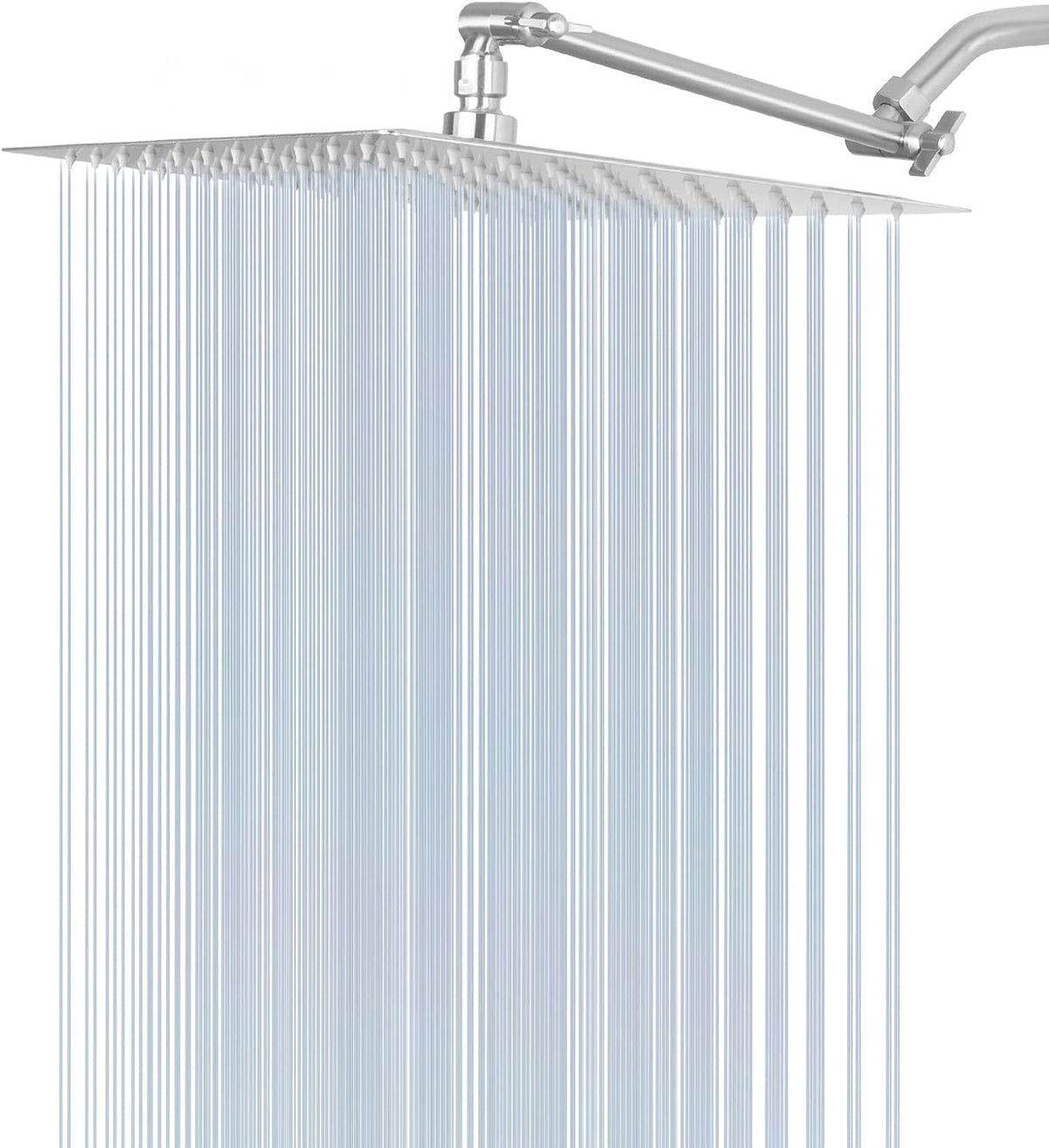 12 Inch Brushed Nickel Stainless Steel Rainfall Shower Head with Adjustable Extension Arm, Pack of 2 Z711
