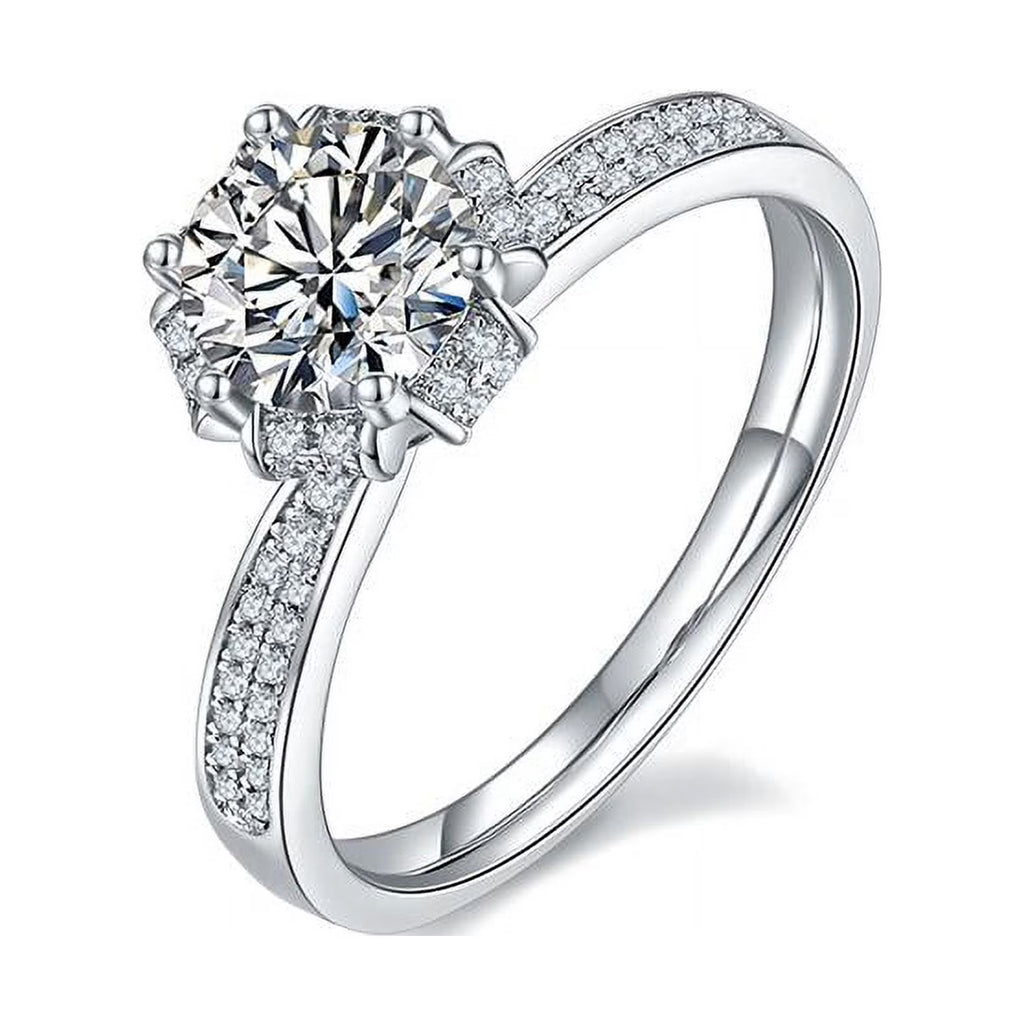 18K White Gold Plating Moissanite Double Halo Bridal Ring Set P44125