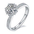 18K White Gold Plating Moissanite Double Halo Bridal Ring Set P44125