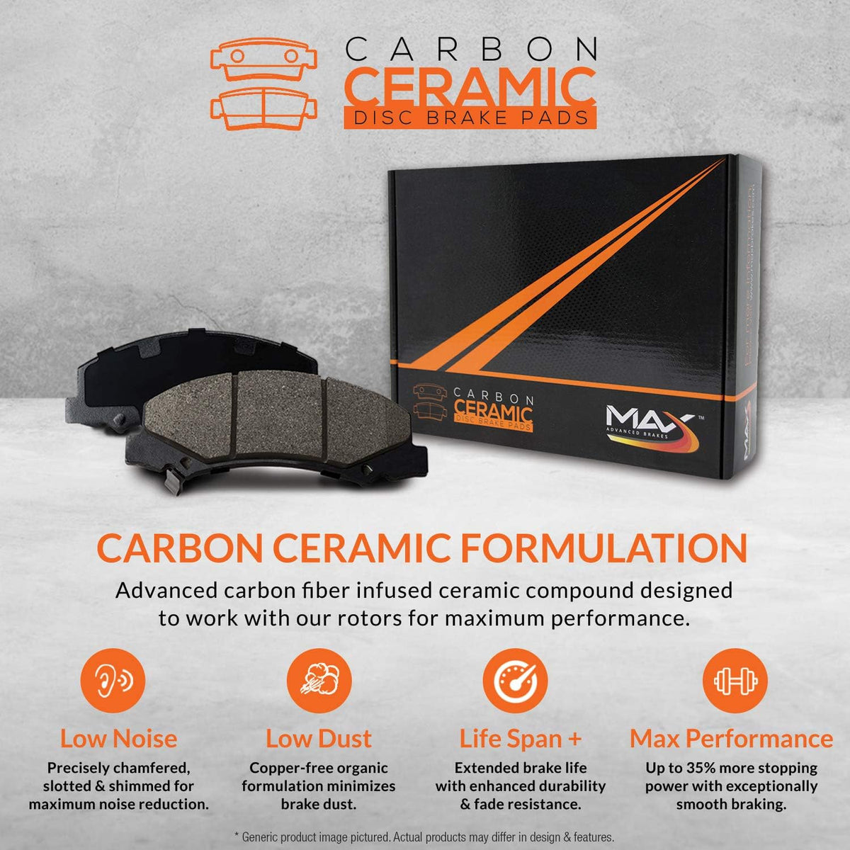 Front + Rear Max Brakes Premium OE Rotors with Carbon Ceramic Pads L306