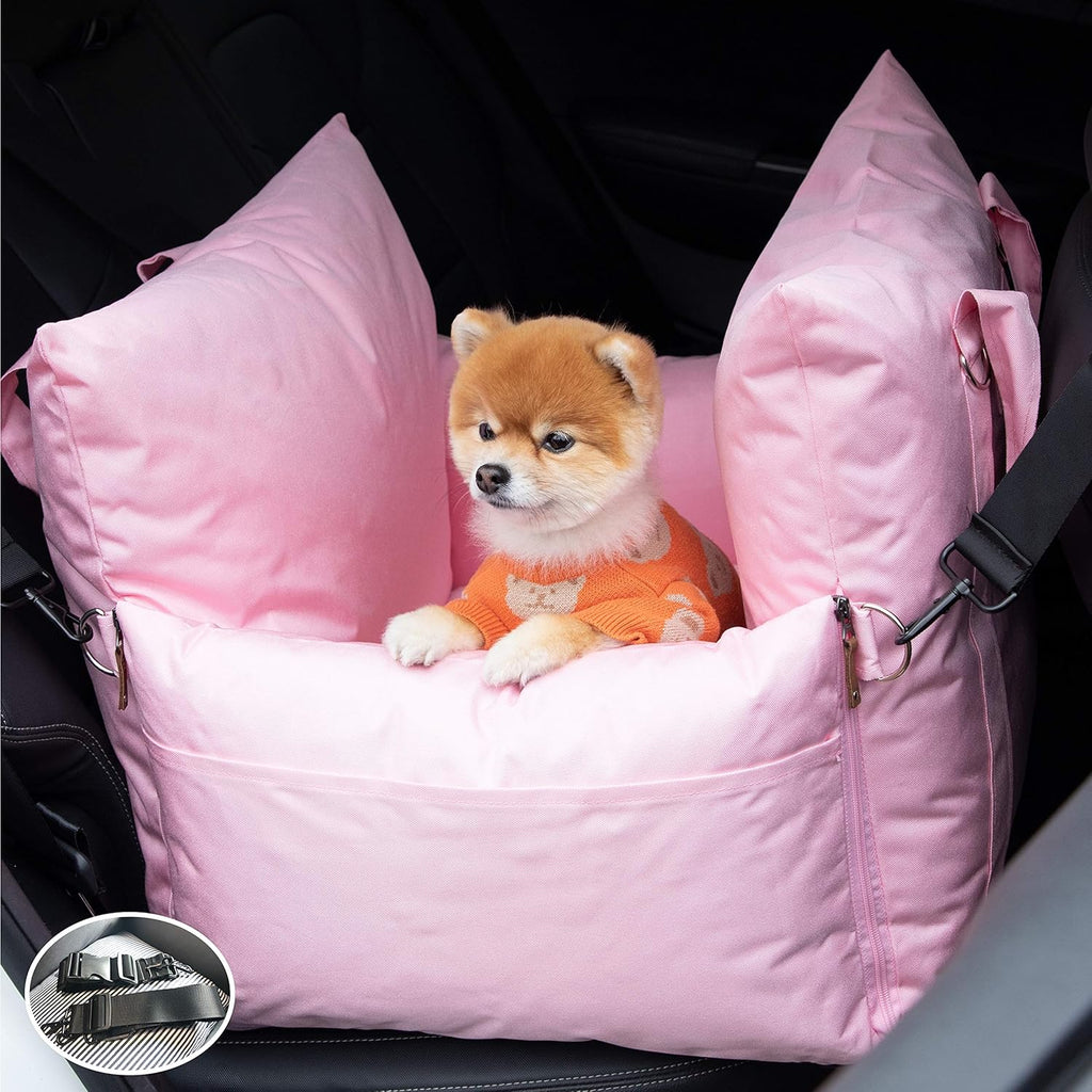 Dog Car Seat with Front & Back Protection and 2 Adjustable Dog Leashes S190