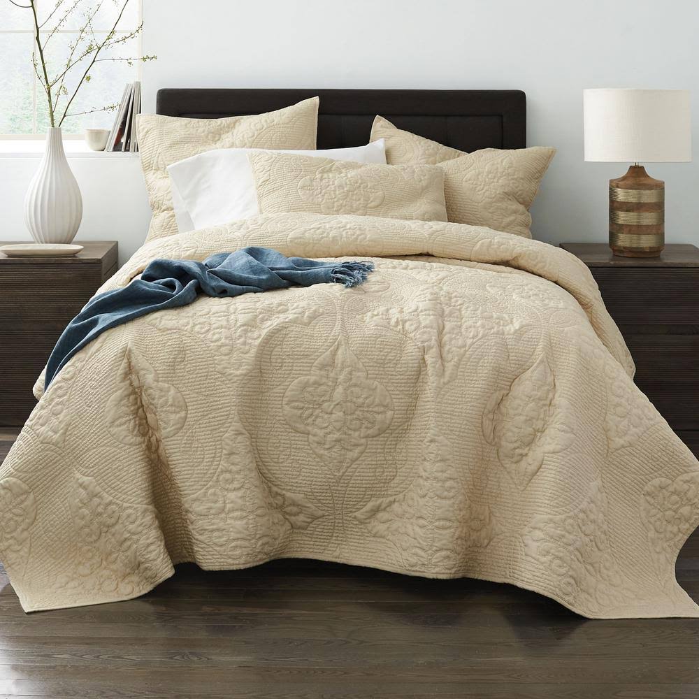 Brown Geometric Cotton Blend Full/Queen Quilt A404
