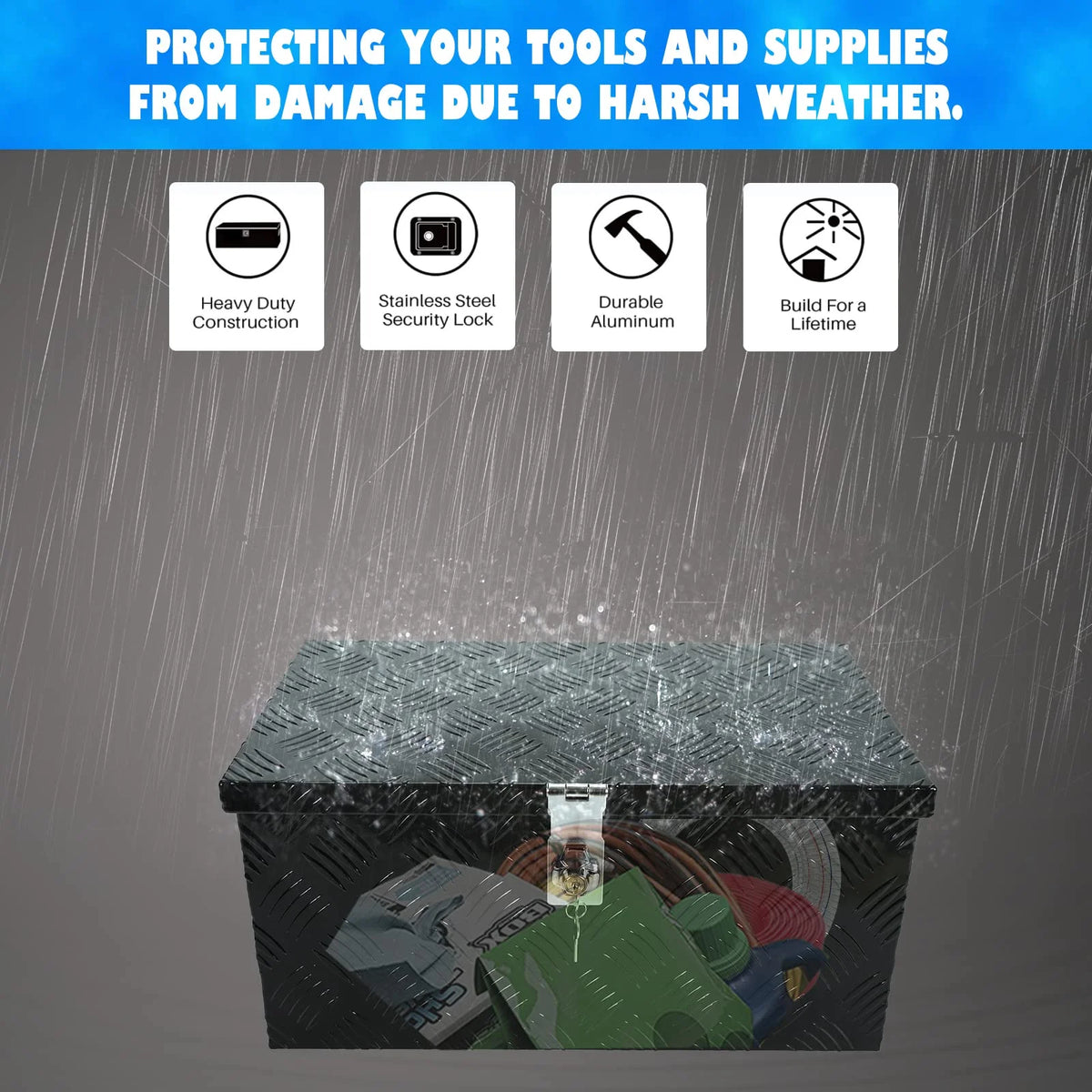Aluminum Pickup Truck Tool Box with Tread Pattern J391700
