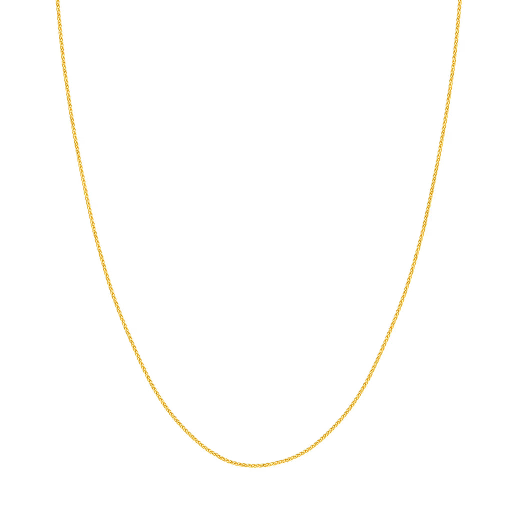 18K Yellow Gold 1.05mm Round Wheat Chain Necklace with Lobster Lock V758208