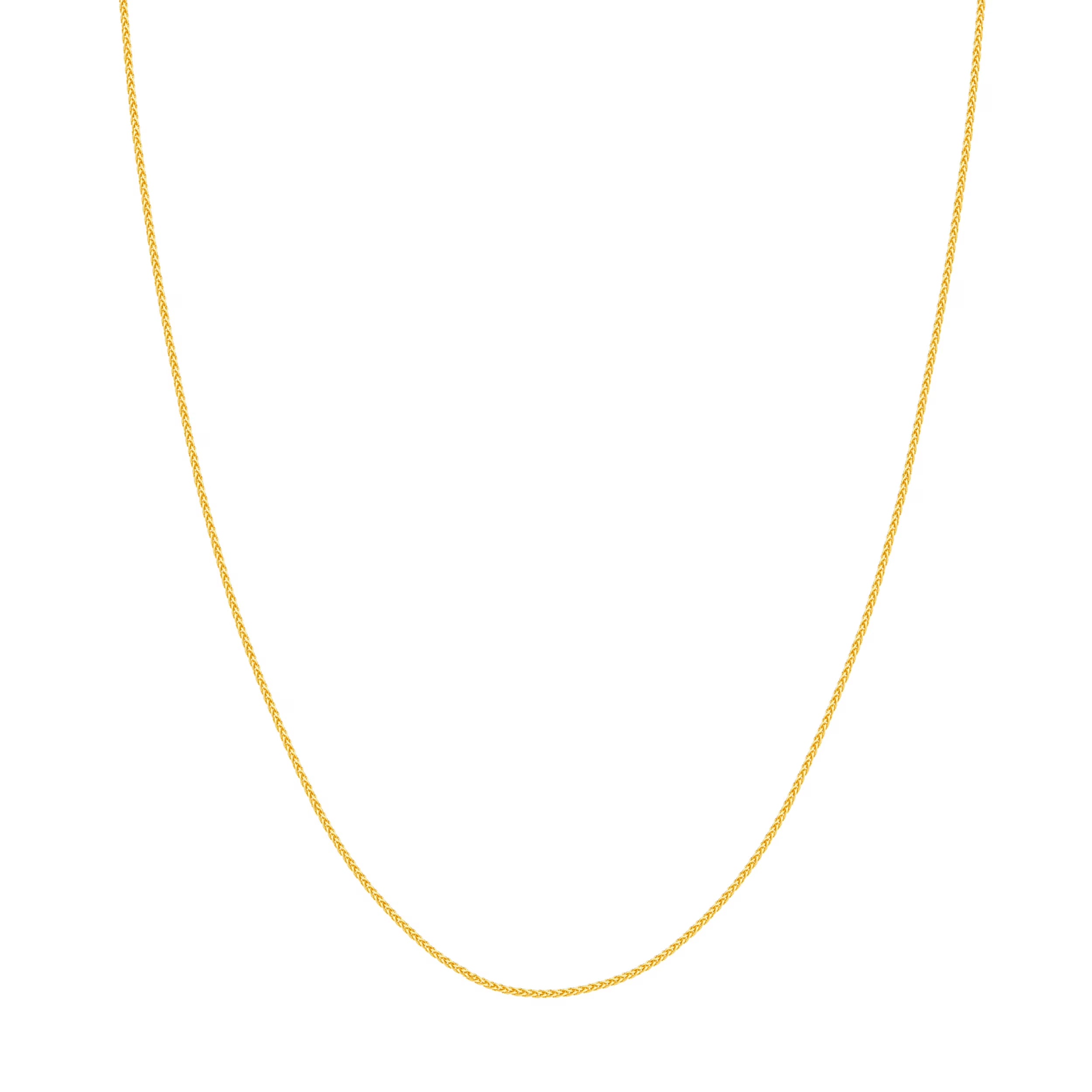 18K Yellow Gold 1.05mm Round Wheat Chain Necklace with Lobster Lock V758208