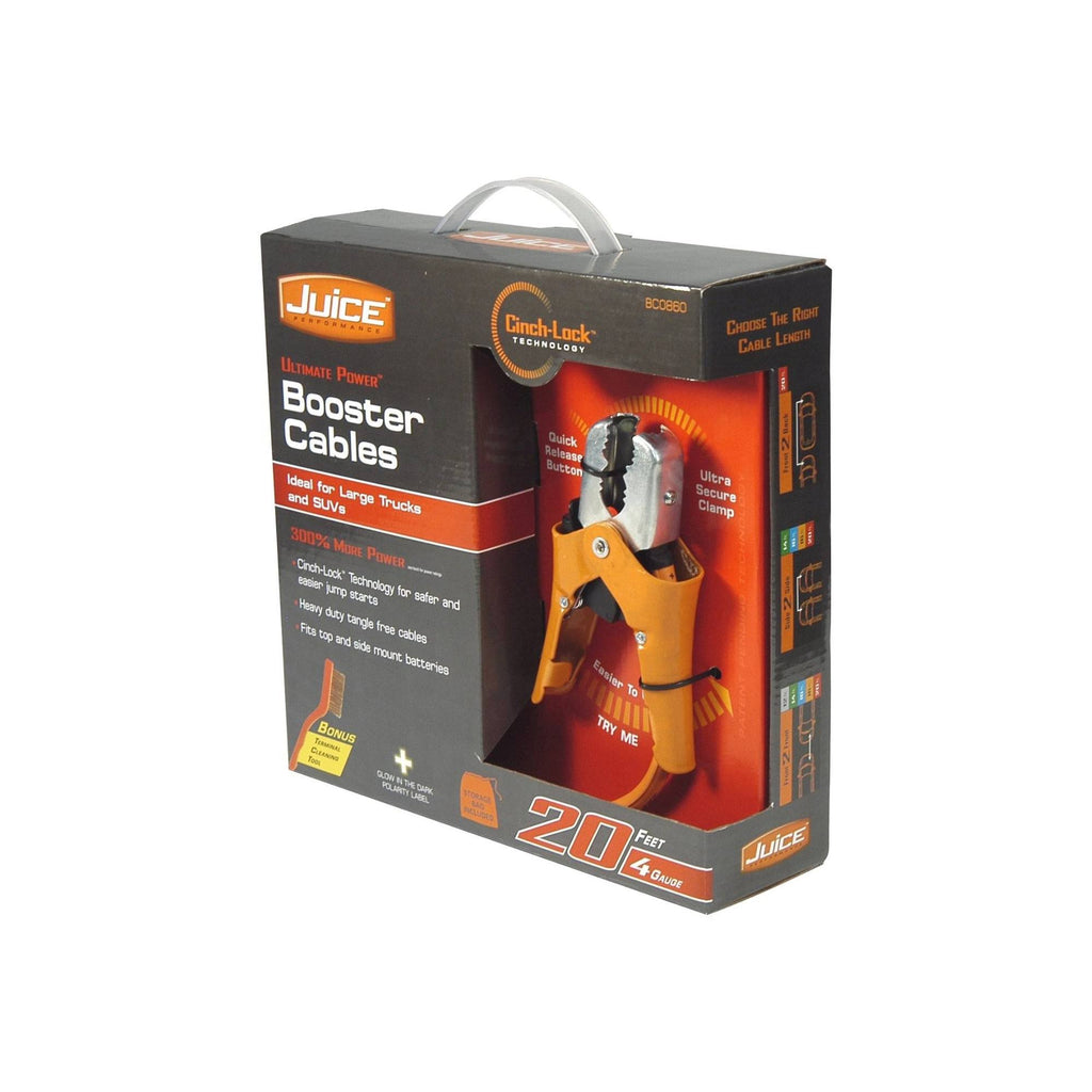 4 Gauge 20ft Booster Cables with Cinch-Lock E381