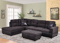 3 PCS Sectional Sofa Set with Storage Ottoman and Matching Pillows C7600