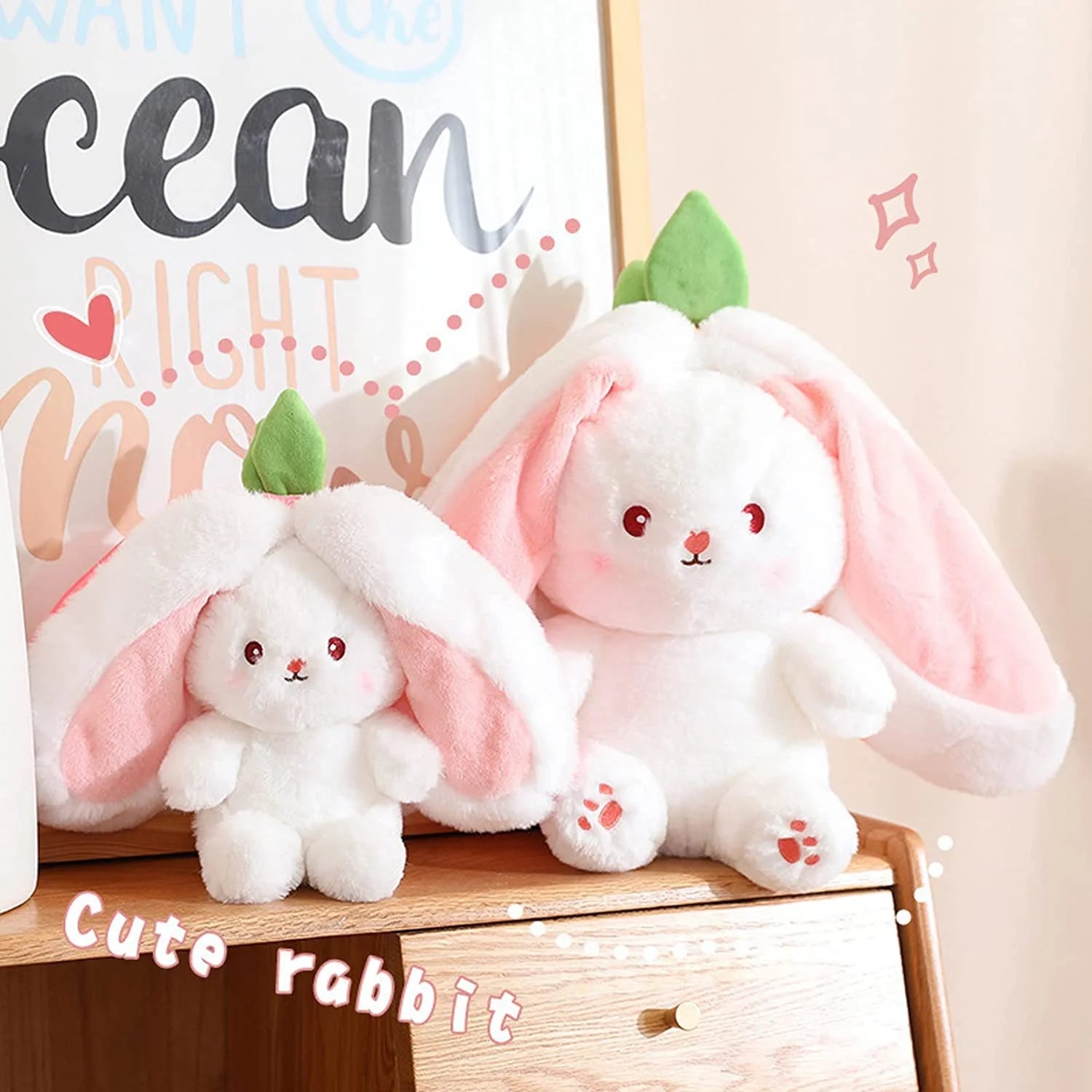 Reversible Bunny Plush Pillow with Zipper F262640