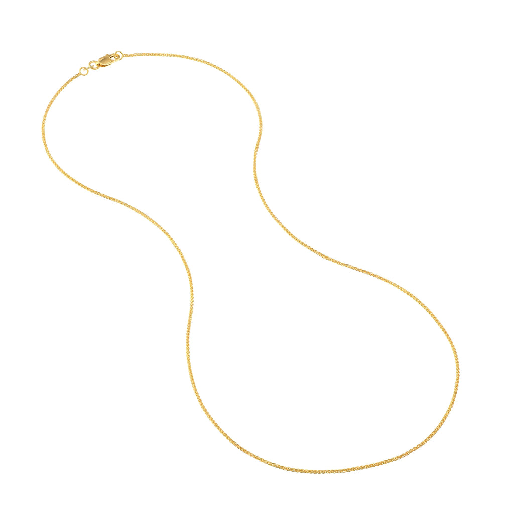 18K Yellow Gold 1.05mm Round Wheat Chain Necklace with Lobster Lock V758208