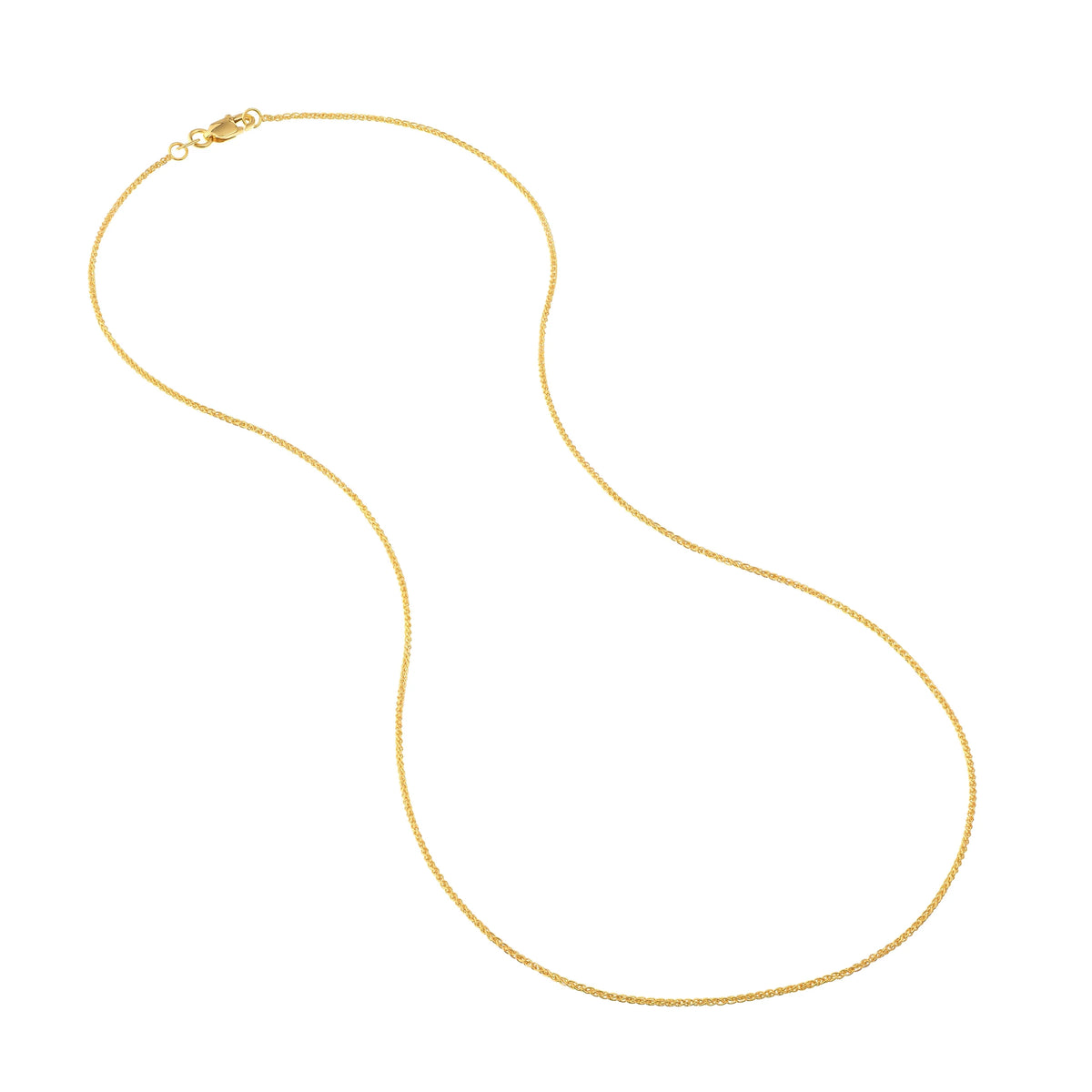 18K Yellow Gold 1.05mm Round Wheat Chain Necklace with Lobster Lock V758208