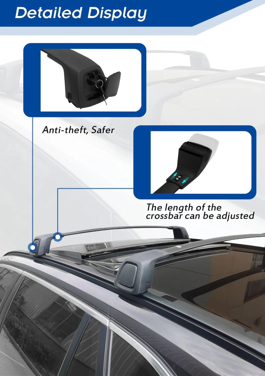 Lockable Roof Rack Cross Bars for Volvo XC90 I497224