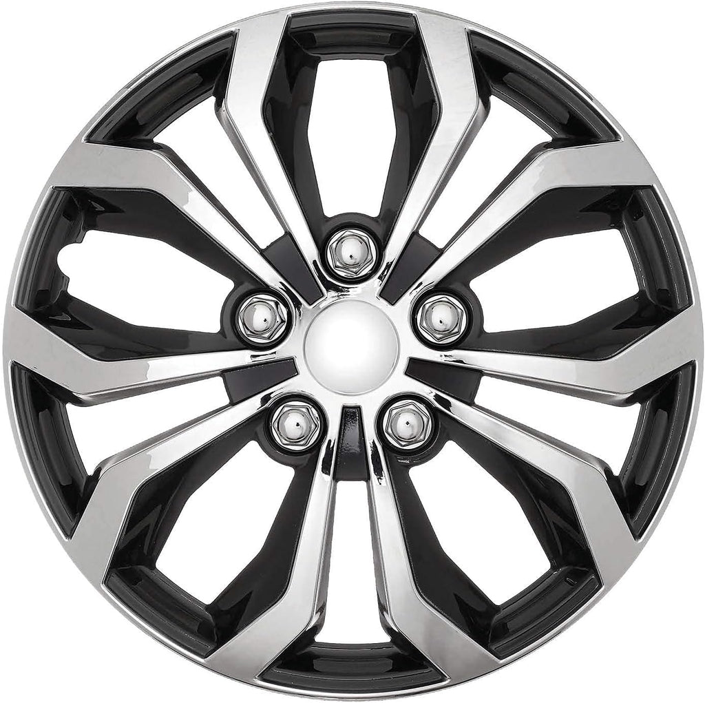 Set of 4 Chrome and Black ABS Hubcaps R2339