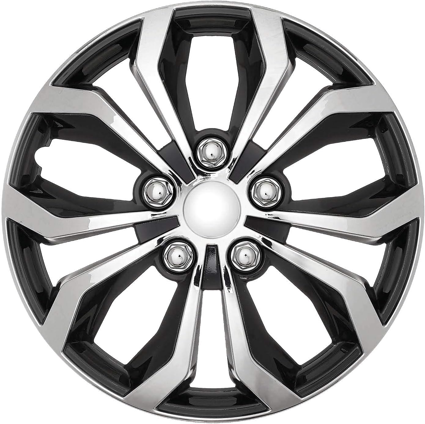Set of 4 Chrome and Black ABS Hubcaps R2339