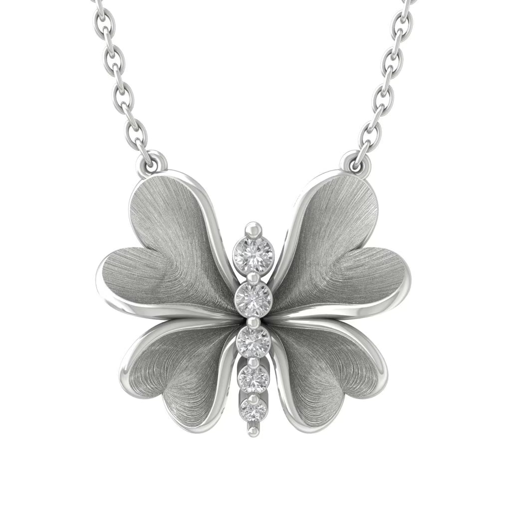Sterling Silver Diamond Butterfly Pendant Necklace, 18" V449
