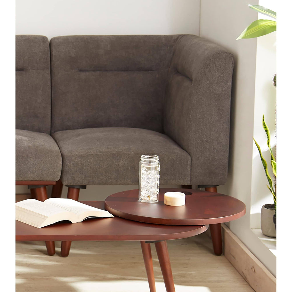 Blue/Espresso Wood Corner Sectional Sofa H787