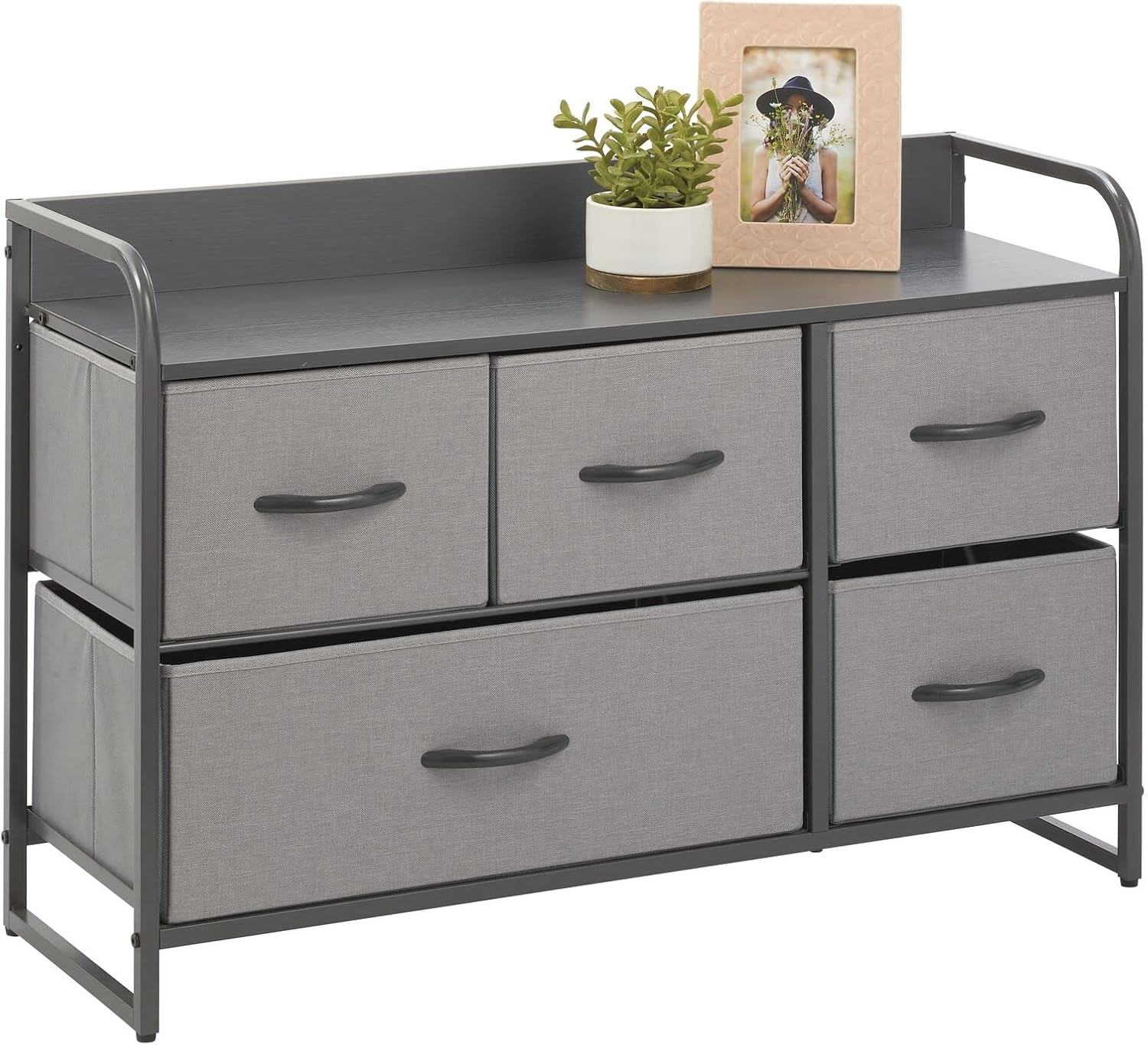5 Removable Fabric Drawers Coffee Espresso Brown Storage Dresser B79881