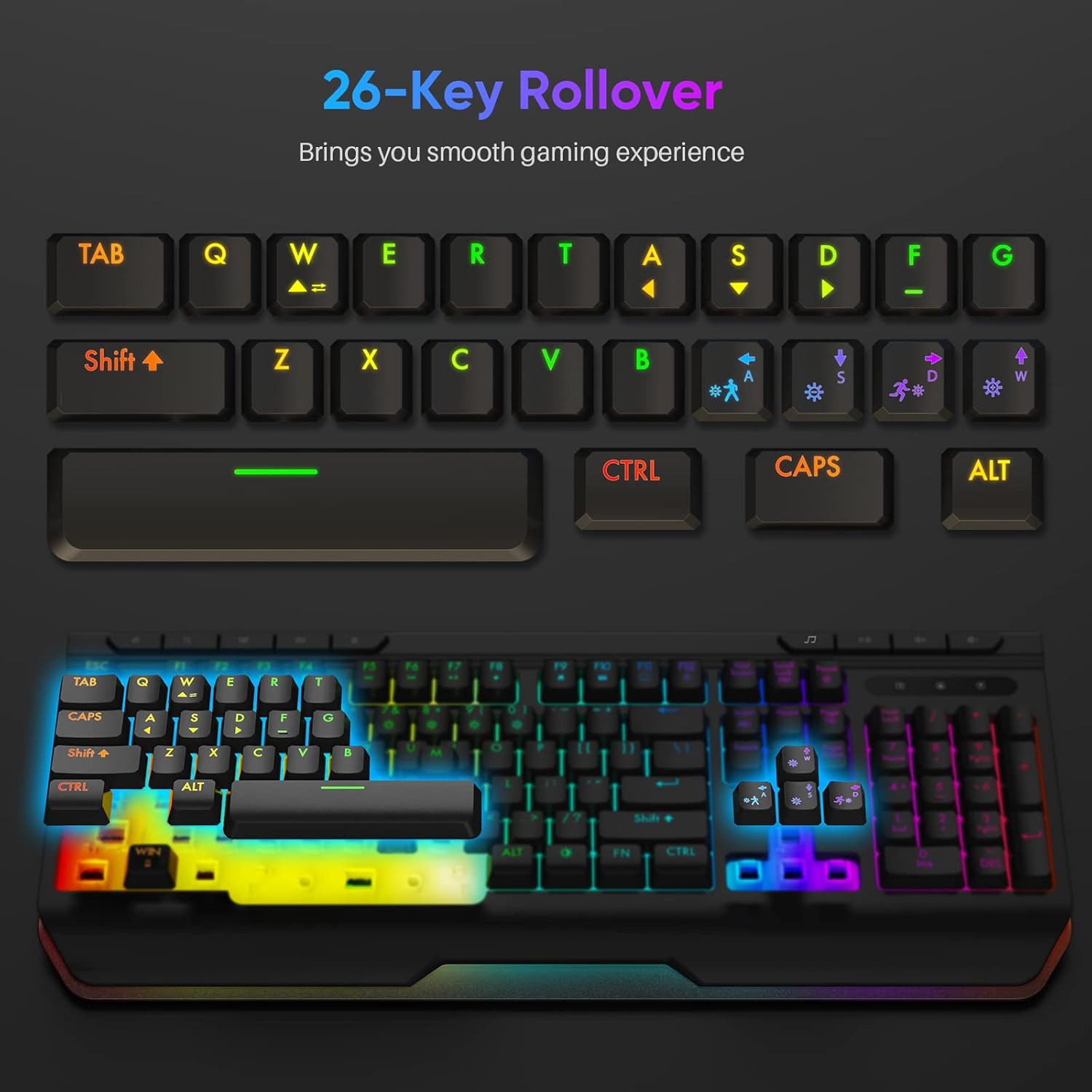 RGB Wired Full Size Gaming Keyboard with Ergonomic Wrist Rest Y439890