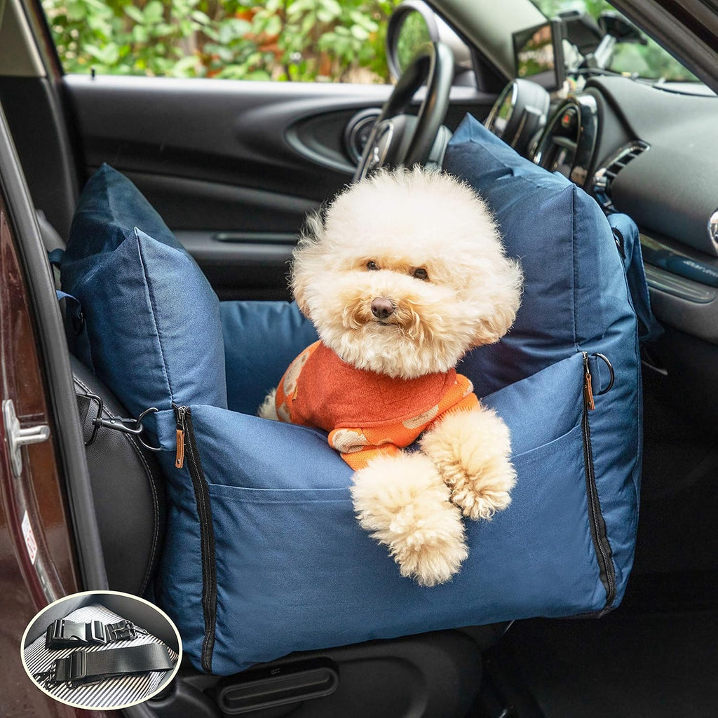 Dog Car Seat with Front & Back Protection and 2 Adjustable Dog Leashes S190