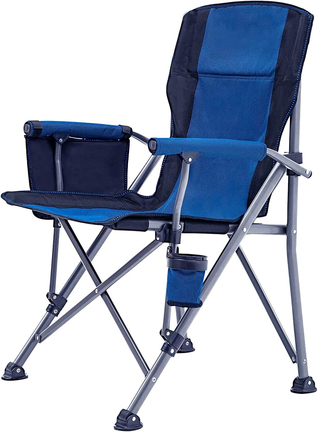 Navy Blue Padded Folding Camping Chair with Cup Holder and Carrying Bag J288
