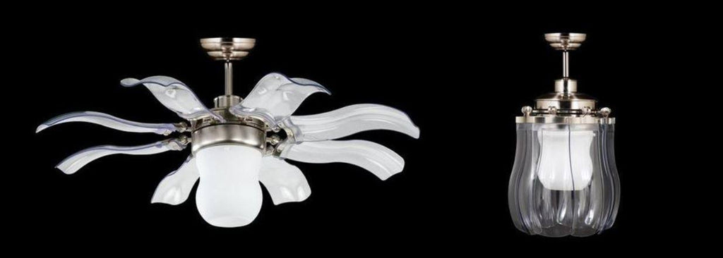 Retractable Ceiling Fan with Plastic Transparent Blades B7177