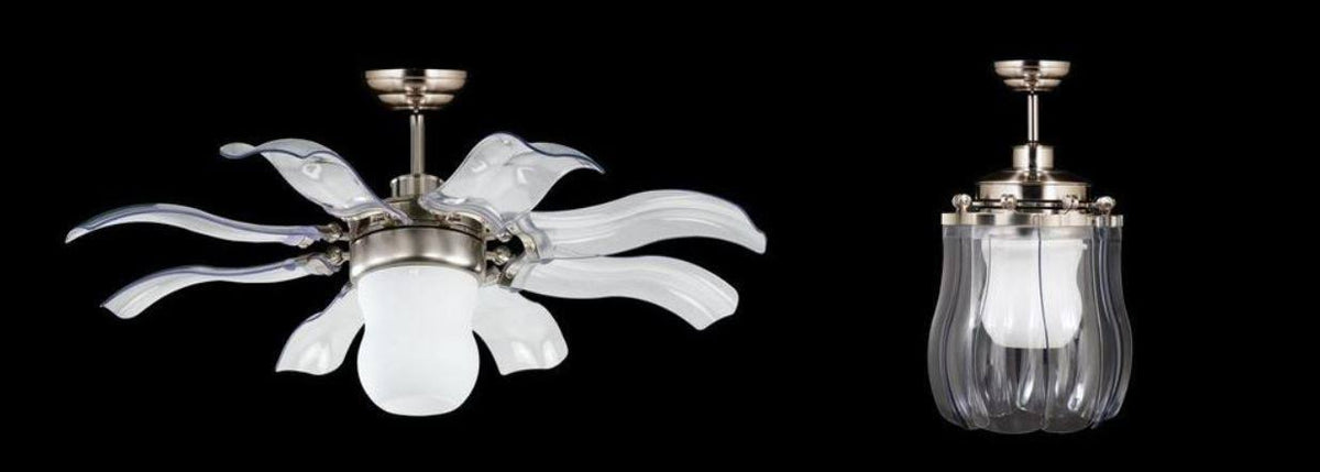 Retractable Ceiling Fan with Plastic Transparent Blades B7177